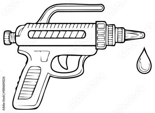 Illustration of an air duster gun with a liquid drop, isolated on white