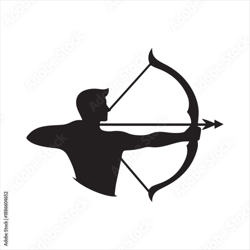 archer aiming vector silhouette line art logo design collection