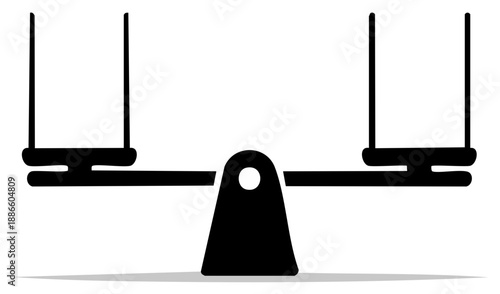 Black and white silhouette of a balance scale with empty pans representing choice and comparison