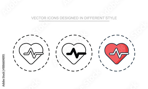 Heart Beat vector design in modern and trendy style icon