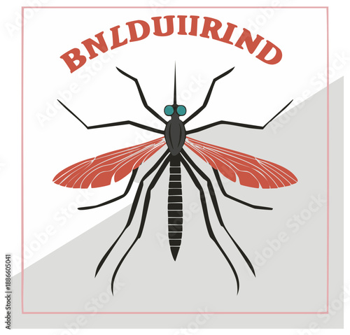 Mosquito Insect Illustration Vector Drawing Design Isolated on White