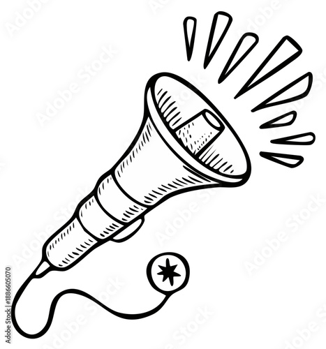 Hand Drawn Megaphone Illustration for Announcement or Promotion Concept
