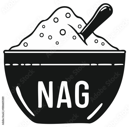 Bowl of Powdered Substance with Scoop Vector Graphic