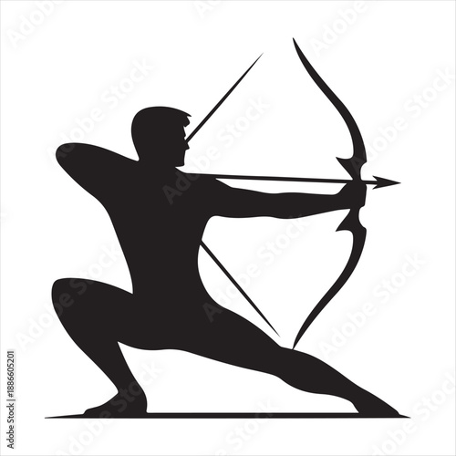 archer aiming vector silhouette line art logo design collection