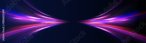 High-speed neon lines race across a dark futuristic backdrop. The image represents digital progress and energetic motion.