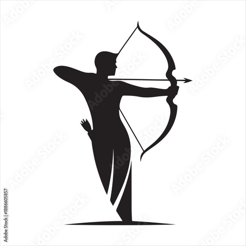 archer aiming vector silhouette line art logo design collection