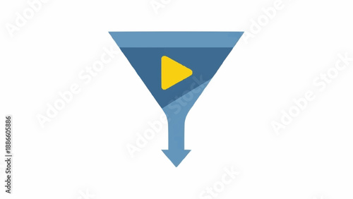 Blue funnel with yellow triangle play button.