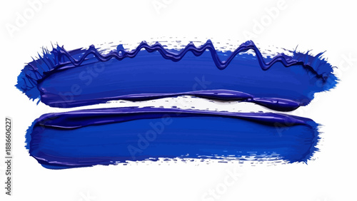 Blue paint brush strokes on white background