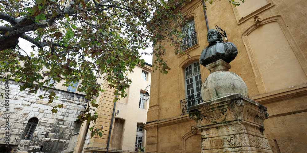 Fototapeta premium Statue of Nicolas-Claude Fabri de Peiresc in the city of Aix en provence- france