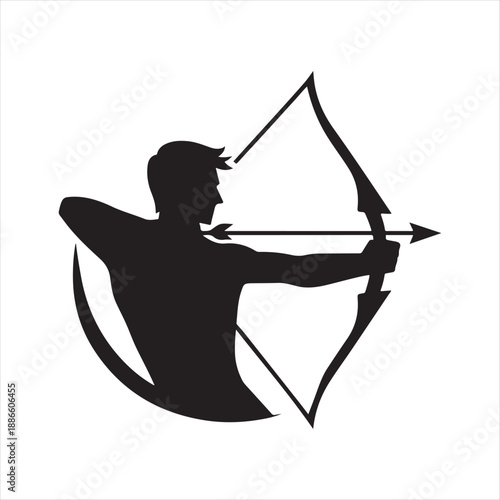 archer aiming vector silhouette line art logo design collection