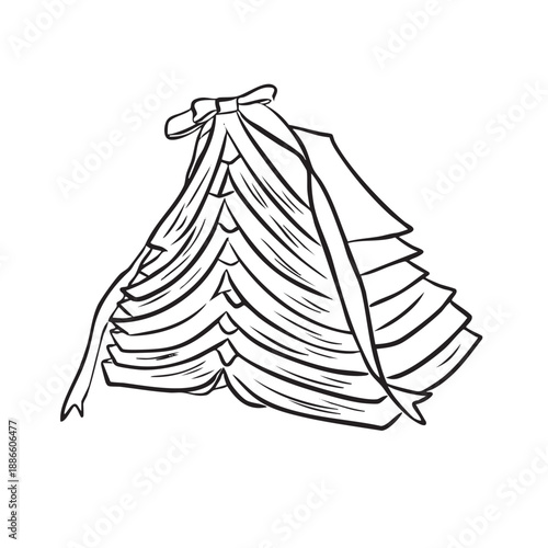 Handrawn stack of books with ribbon