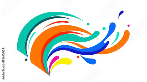 Colorful abstract splash of paint on white background.