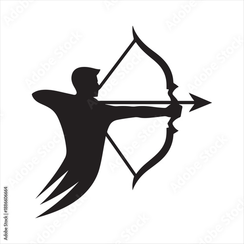 archer aiming vector silhouette line art logo design collection