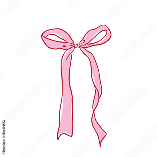 Feminine Ribbon Bow Line Art