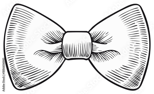 Hand Drawn Sketch of a Classic Bow Tie Accessory with Engraved Style Detail