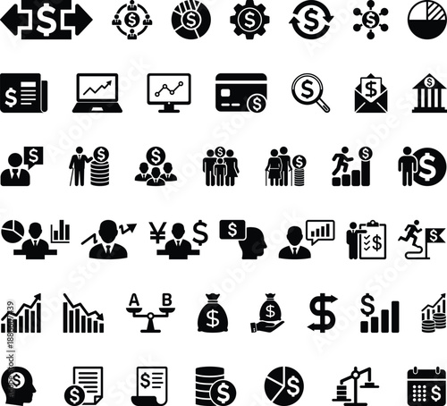 Wallpaper Mural Business and Financial Success Icons Collection Torontodigital.ca