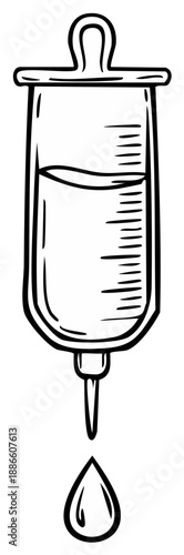 Medical illustration of an IV drip bag with water drop