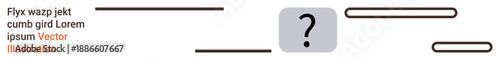 Problem solving, uncertainty, branding templates, placeholders, decision-making, creative design. Minimal layout with question mark and shapes. Problem solving and uncertainty concept