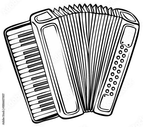 Line art illustration of an accordion musical instrument