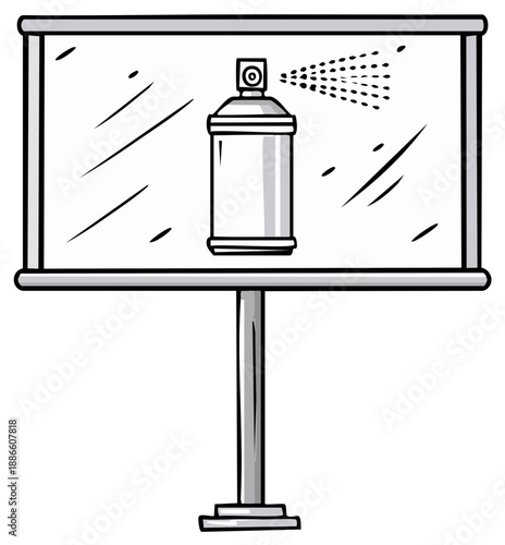 Spray Can Artwork on a Blank Billboard for Advertising or Street Art Promotion