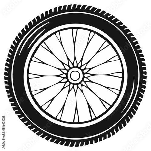 Bike tire vector design circular symbol black and white transport element for bicycle