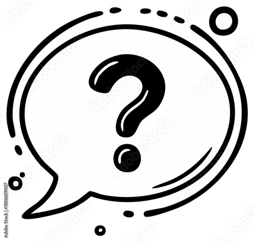 Hand Drawn Question Mark in a Speech Bubble Simple Design