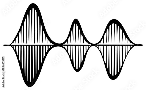 Abstract Soundwave Illustration: Black and White Vector Graphic of Oscillating Waves for Audio Visualizations