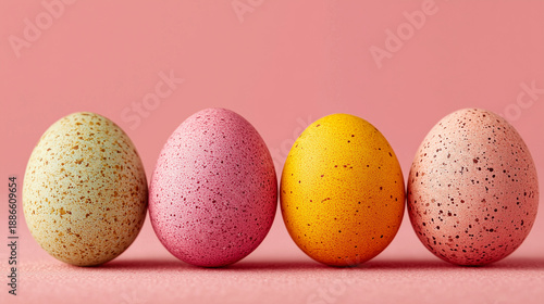 Wallpaper Mural Pastel Speckled Easter Eggs in a Row on Pink Background – Minimal Spring Holiday Concept Torontodigital.ca
