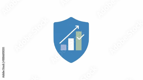 Blue shield with growing graph chart.
