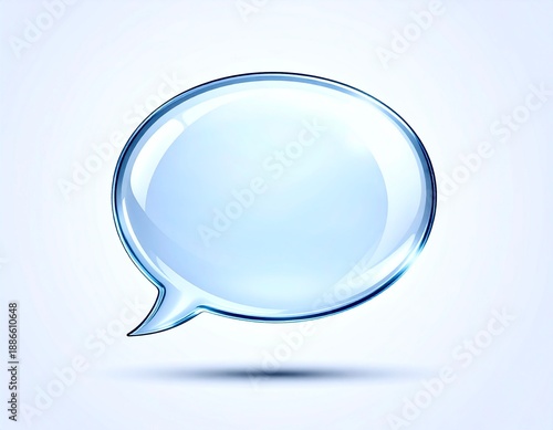 Glass Speech Bubble 3D Illustration with Transparent Blue Message Icon