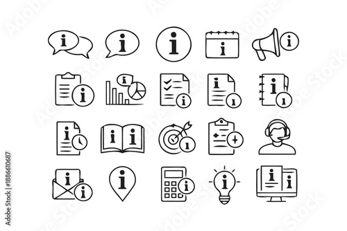 information and support icons - black and white