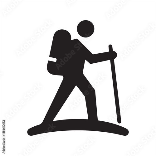 hiking man vector silhouette clip art logo design illustration