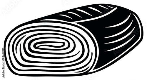 Vector illustration of a Swiss roll cake with a swirl pattern, isolated on white