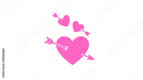 Cute illustration of a flying heart pierced by an arrow, expressing joy, romance, and playful Valentine’s Day love.