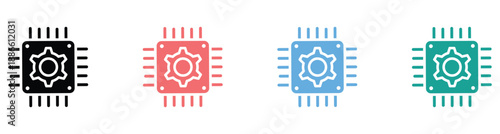 Processor settings icon collection for system configuration and intelligent processing solutions