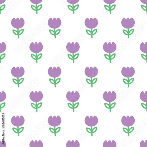 Vector seamless spring floral pattern with purple tulips