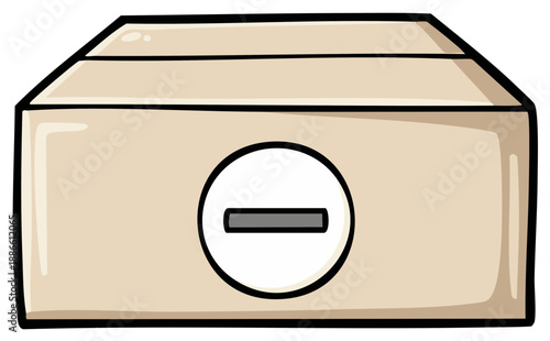 Retro beige electronic device with a disc slot cartoon vector illustration
