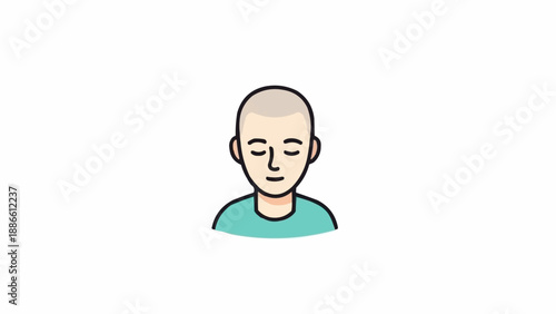 Cartoon bald man smiling face.