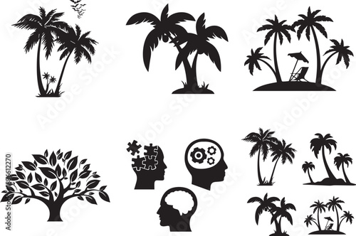 set of palm trees