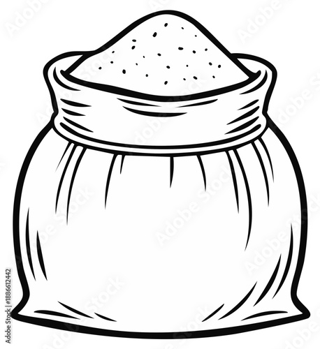 Bag full of granulated sugar or salt drawing illustration
