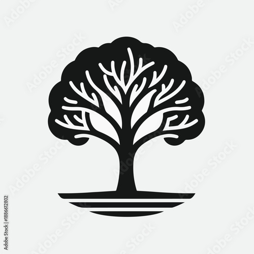 simple minimalist tree silhouette vector logo