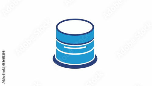 Blue cylindrical object with stripes.