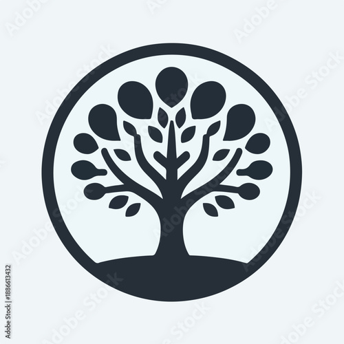 simple minimalist tree silhouette vector logo