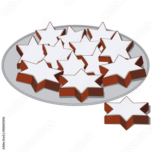 zimtsterne, cinnamon stars traditional cookie.