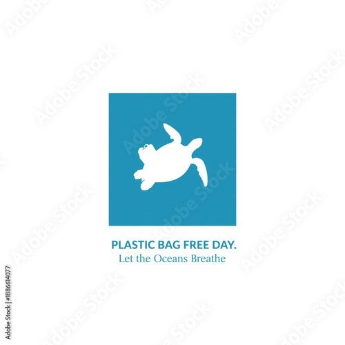 Eco-friendly logo with turtle and plastic bag free message