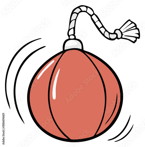 Cartoon boxing speed ball, animated, in motion.