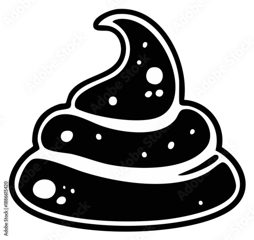 Black and White Poop Emoji Illustration Funny Fecal Matter Graphic