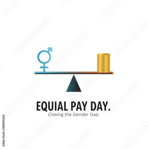 Closing the gender pay gap with equal pay day concept