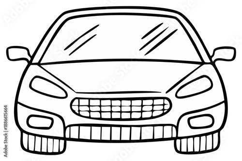 Simple Outline Drawing of a Modern Car Front View