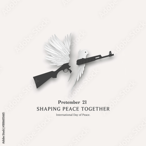 International Day of Peace dove holding gun transformation symbol